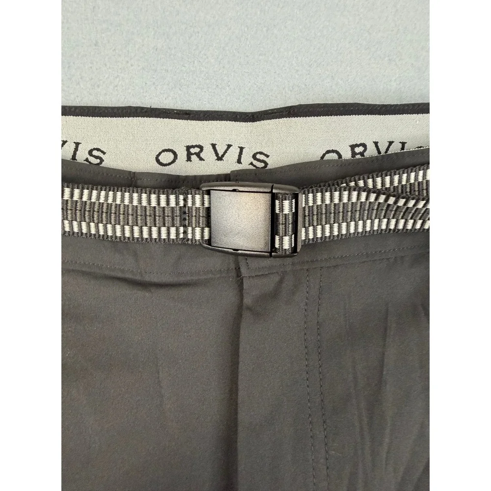 Orvis Cargo‎ Shorts Mens 40 Black 4-Way Stretch Adjustable Belt Outdoor Hiking